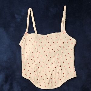 ⭐️VS PINK WHITE W CHERRIES CORSET TANK NWT SZ S⭐️